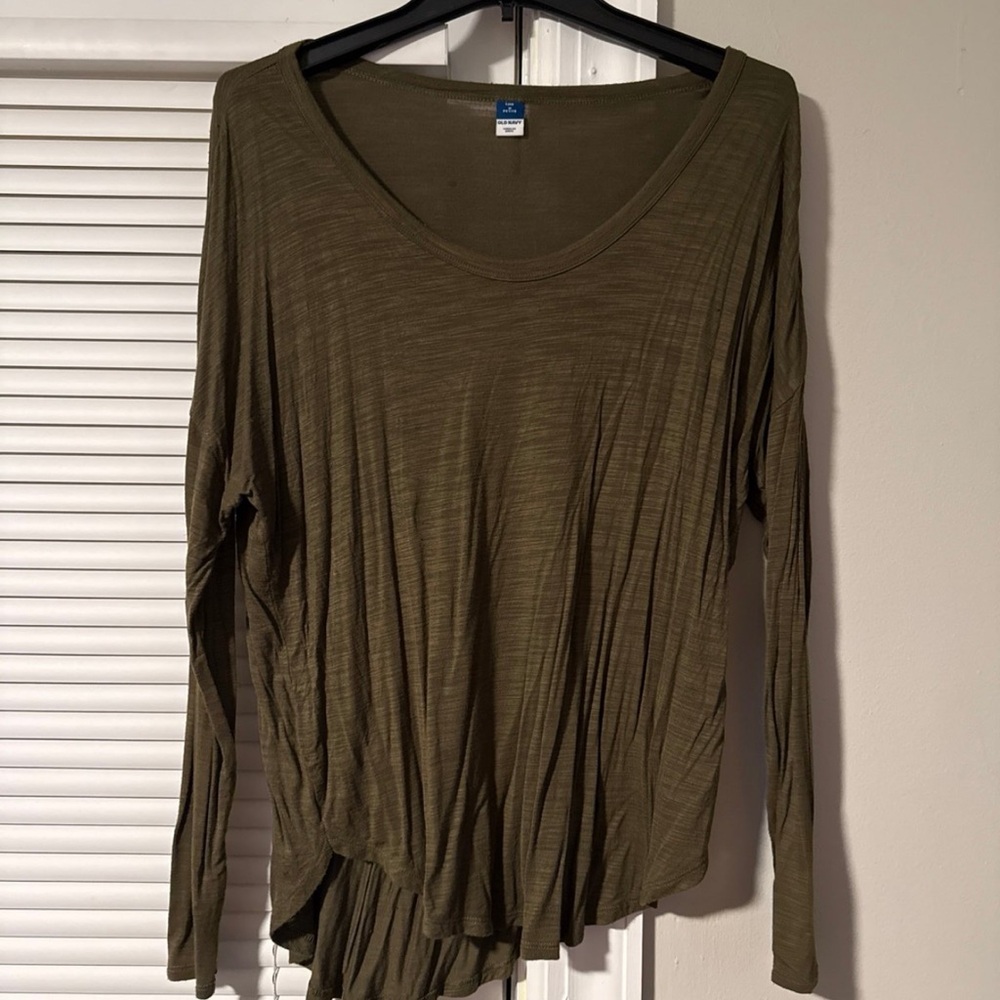 Olive Green Long Sleeve Top